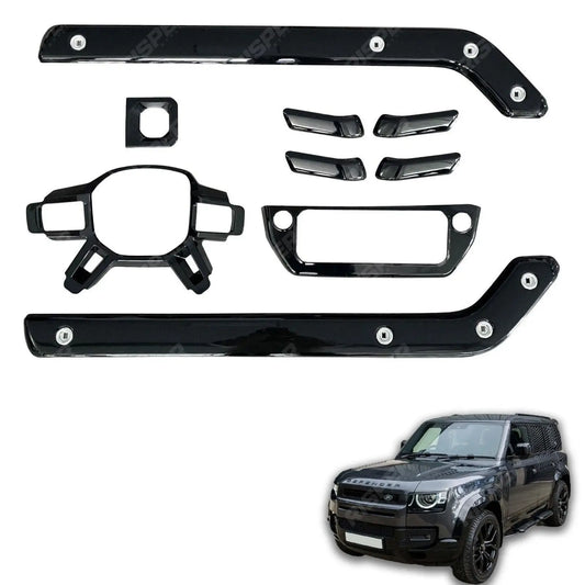 Gloss Black Interior Trim Kit For Land Rover Defender L663 2020 - 2024