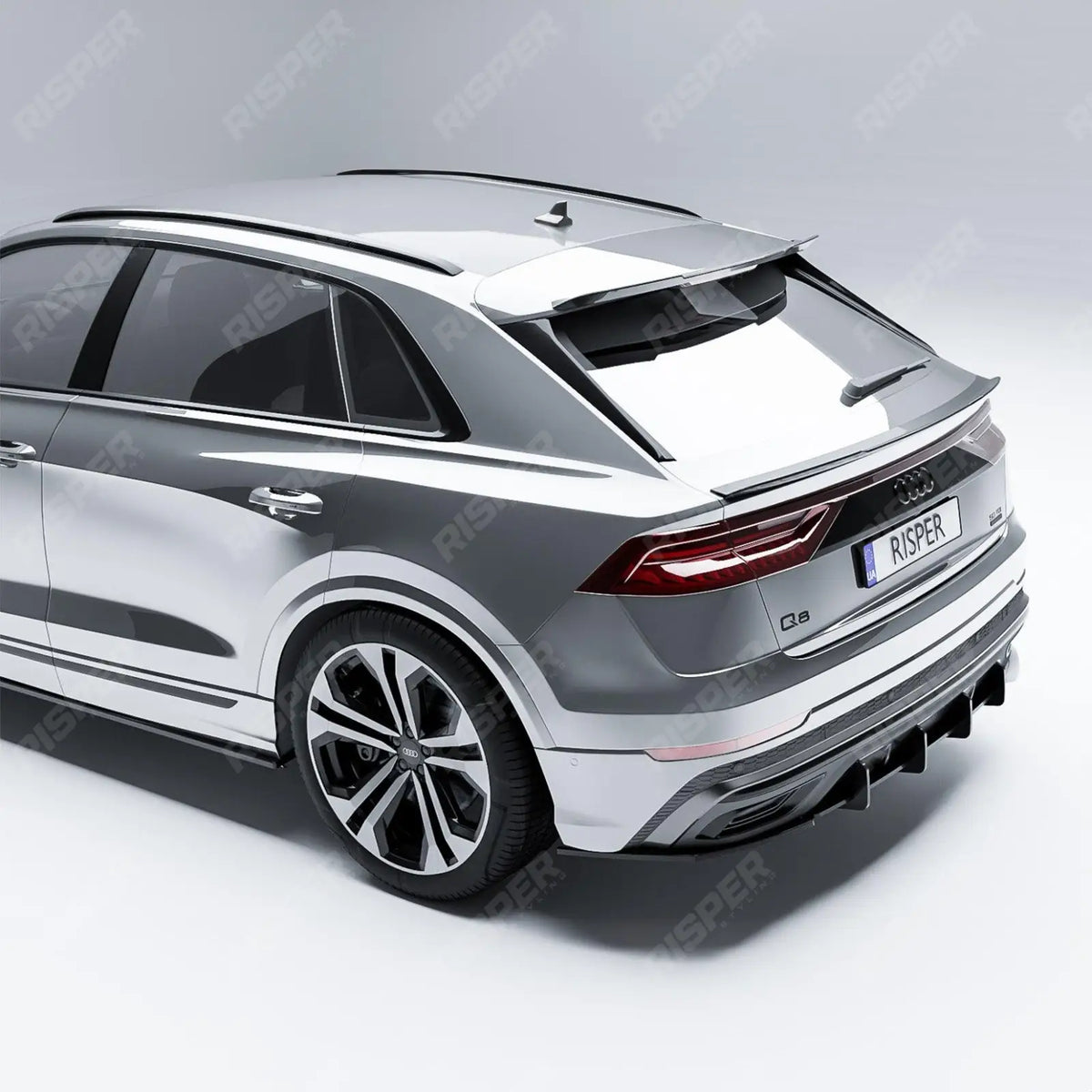 Gloss Black Rear Blade Diffuser For Audi Q8 S-LINE 2018-2023