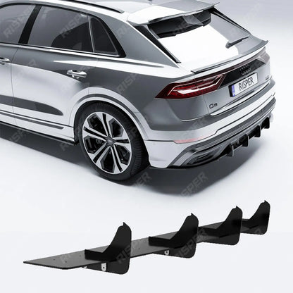 Gloss Black Rear Blade Diffuser For Audi Q8 S-LINE 2018-2023