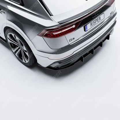 Gloss Black Rear Blade Diffuser For Audi Q8 S-LINE 2018-2023