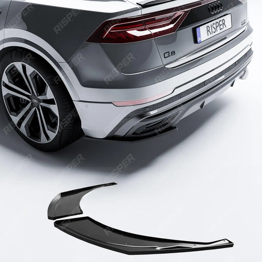 Gloss Black Rear Bumper Corner Splitters For Audi Q8 S-LINE 2018 on