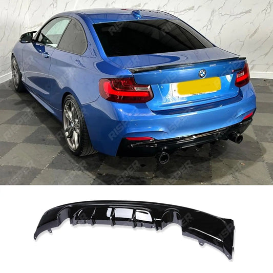 Gloss Black Rear Diffuser Dual Single Exit For BMW 2 Series F22 M Sport 2013-2018