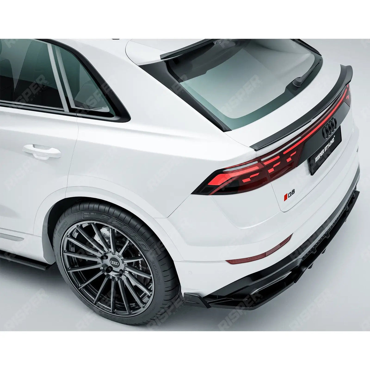 Gloss Black Rear Diffuser & Side Splitters For Audi Q8 S Line 2023+