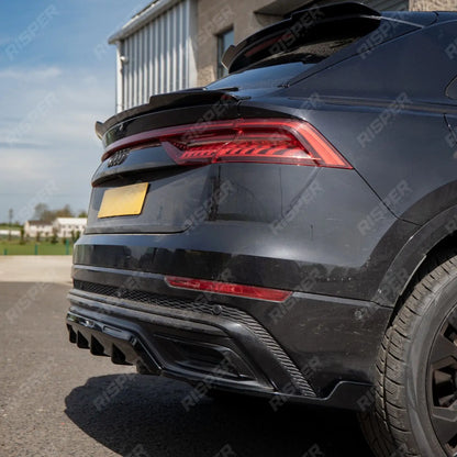 Gloss Black Rear Diffuser & Side Splitters For Audi Q8 S Line 2023+