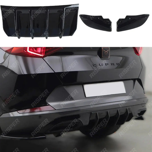 Rear Diffuser Valance & Rear Side Splitters In Gloss Black For Cupra Formentor 2020 On