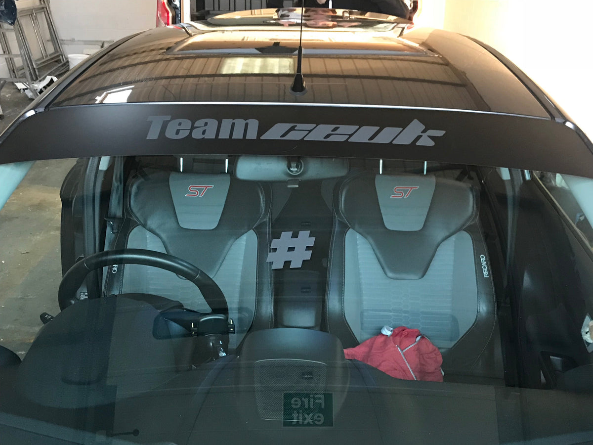 #TeamCEUK Custom Sun Strip – Two-Piece Windscreen Banner Decal