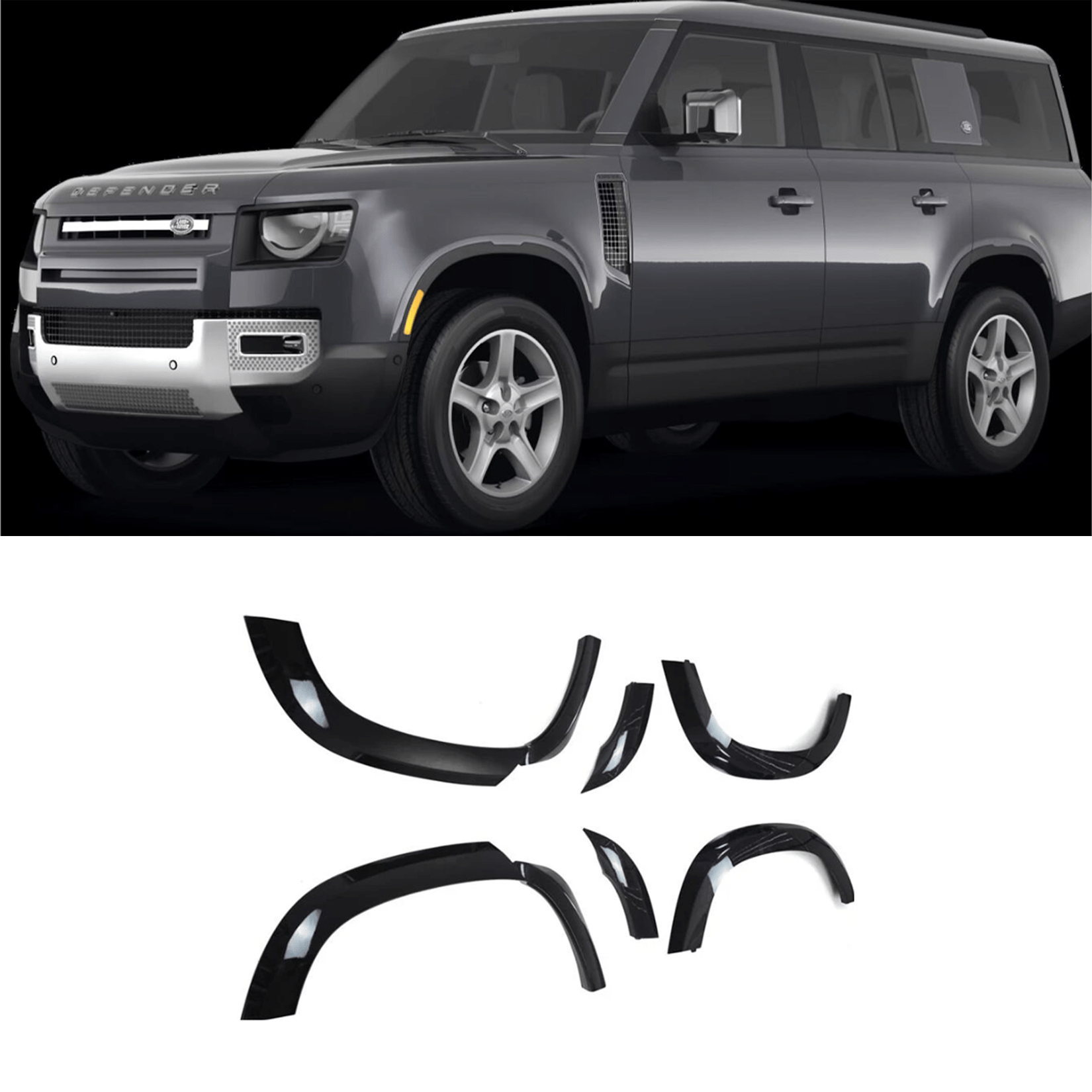 Land Rover Defender 130 Wheel Arch Kit - Gloss Black - TMC Motorsport