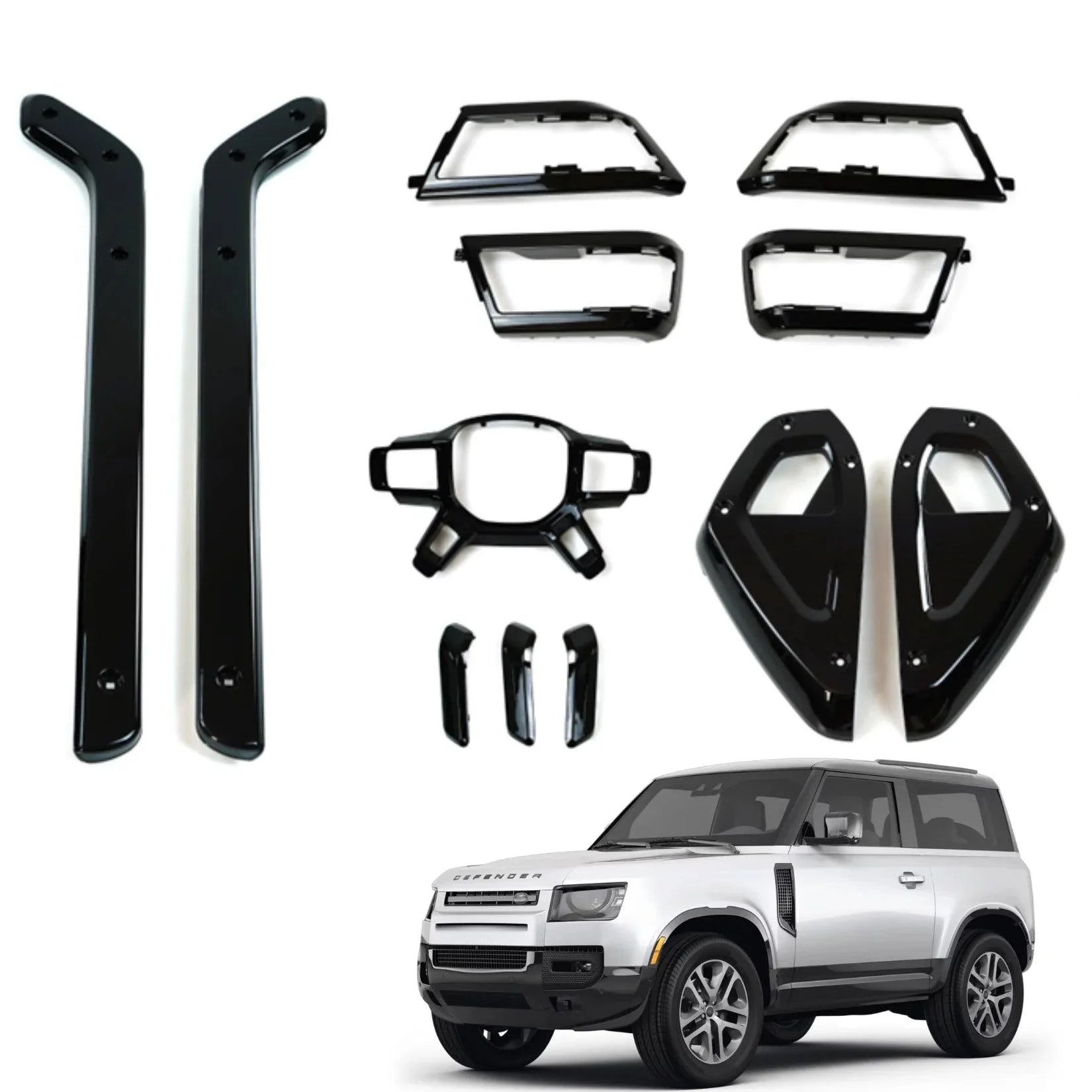 Land Rover Defender 2020-23 L663 90/110/130 Gloss Black Interior Styling Kit - TMC Motorsport