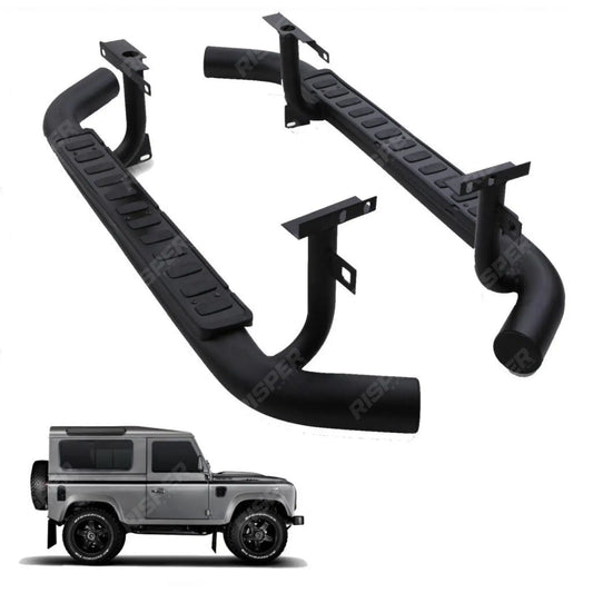 LAND ROVER DEFENDER 90 OEM STYLE RUNNING BOARDS – SIDE STEPS – PAIR – BLACK 2003+