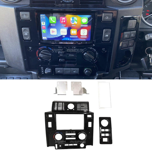 Land Rover Defender 90/110 2008-2020 Double DIN Surround Fascia Panel Kit In Gloss Black - TMC Motorsport
