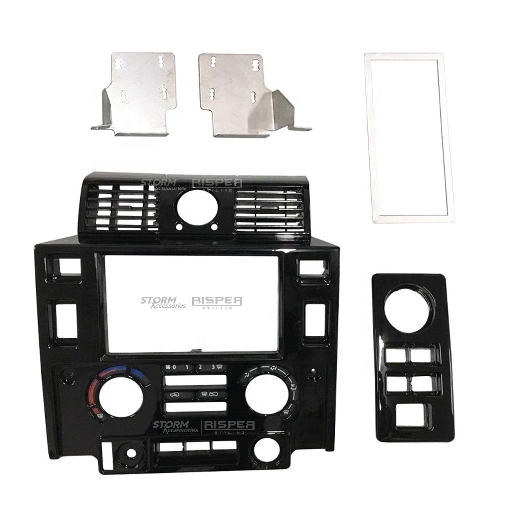 Land Rover Defender 90/110 2008-2020 Double DIN Surround Fascia Panel Kit In Gloss Black - TMC Motorsport