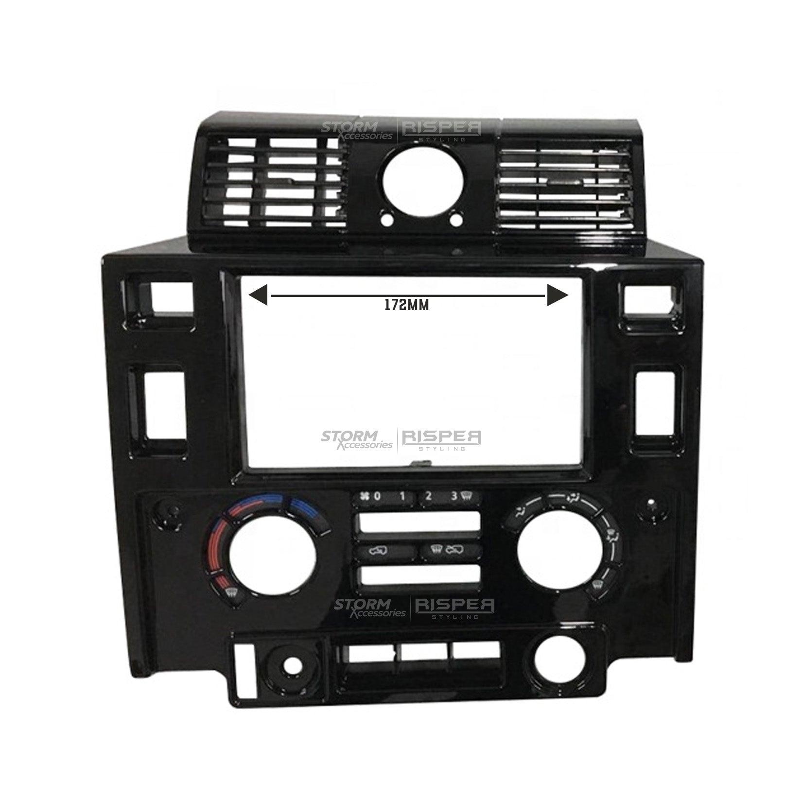 Land Rover Defender 90/110 2008-2020 Double DIN Surround Fascia Panel Kit In Gloss Black - TMC Motorsport