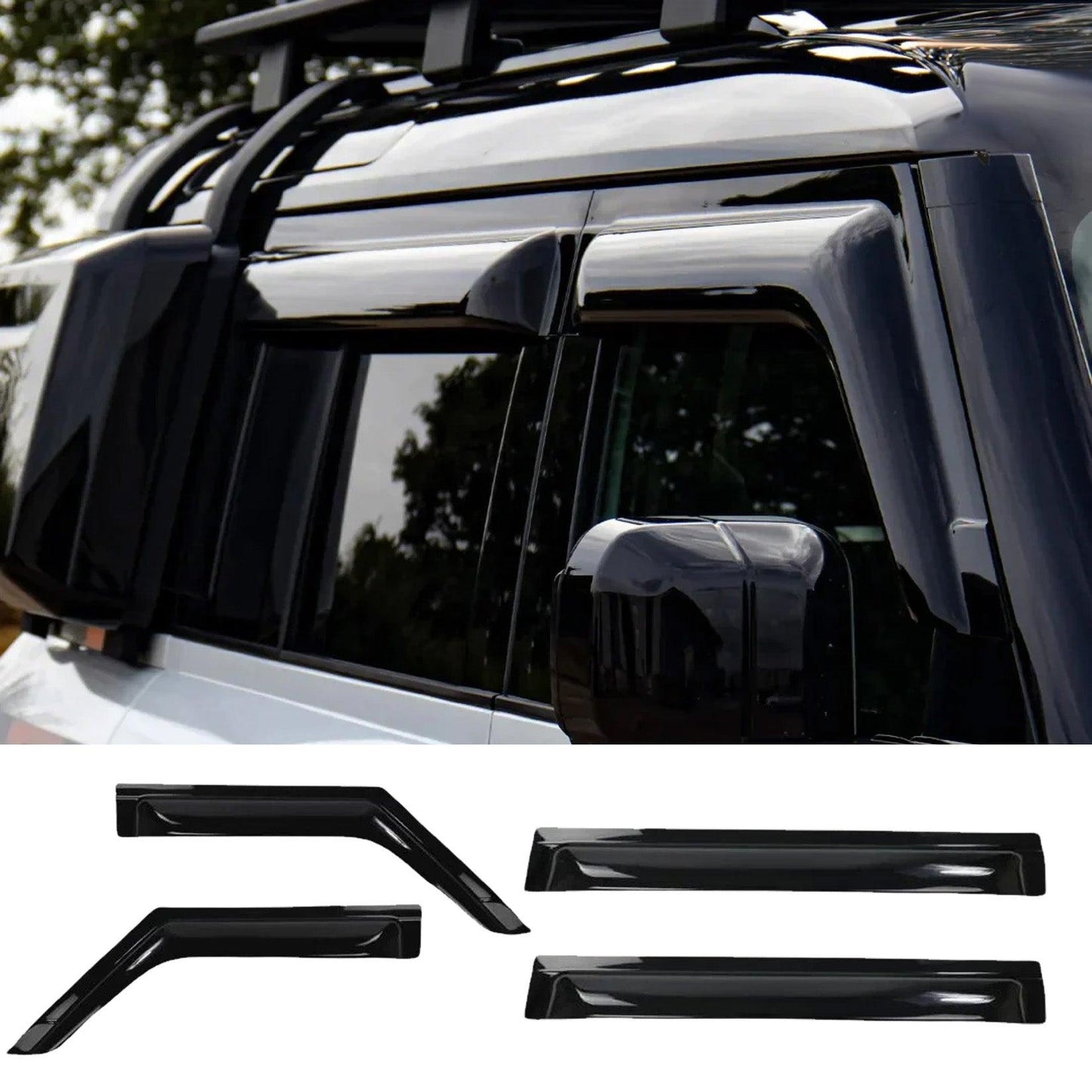 Land Rover Defender L663 2020+ 110 4pc STX Wind Deflectors - External Fit - TMC Motorsport