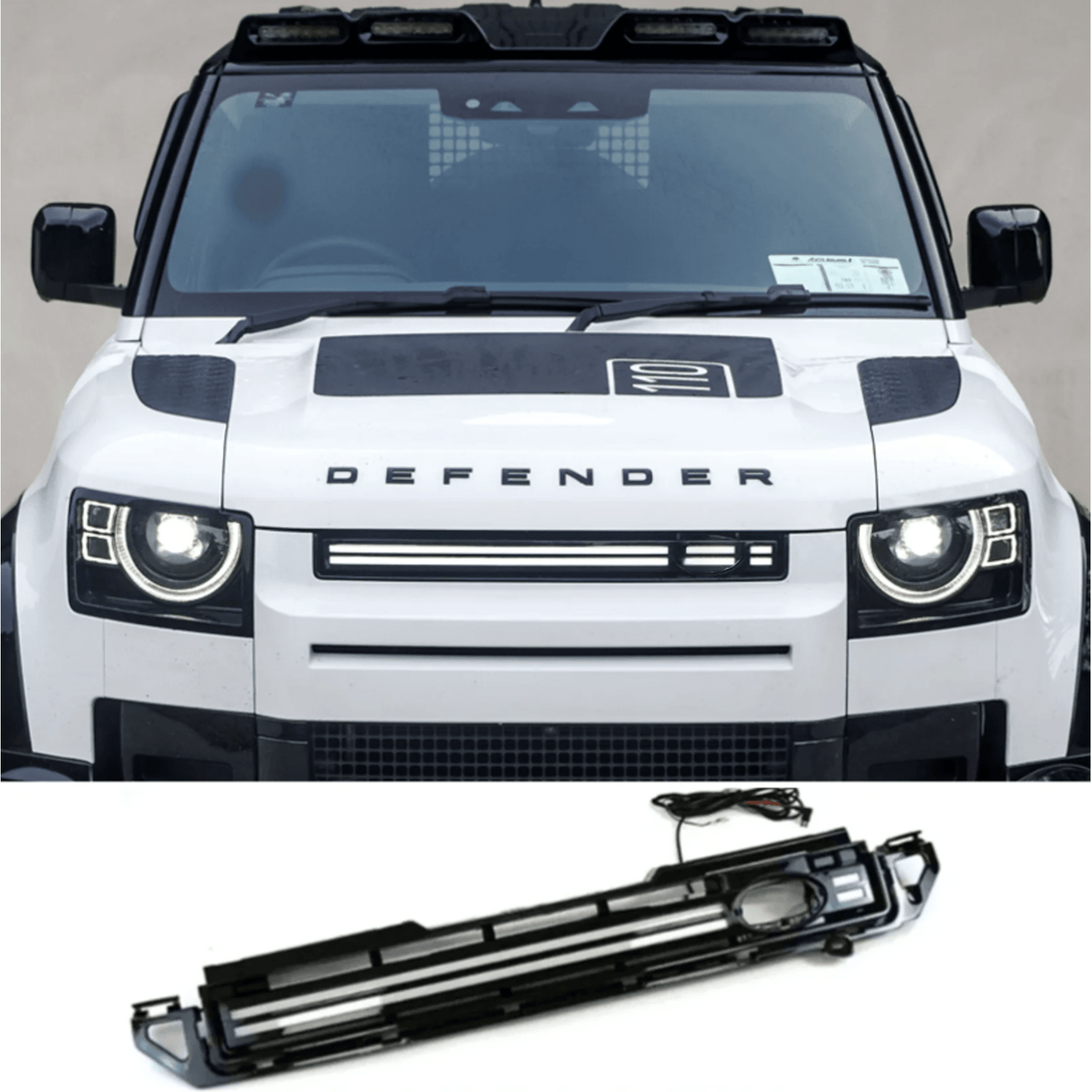 Land Rover Defender L663 2020 On LED Dynamic Front Grill - Gloss Black - TMC Motorsport