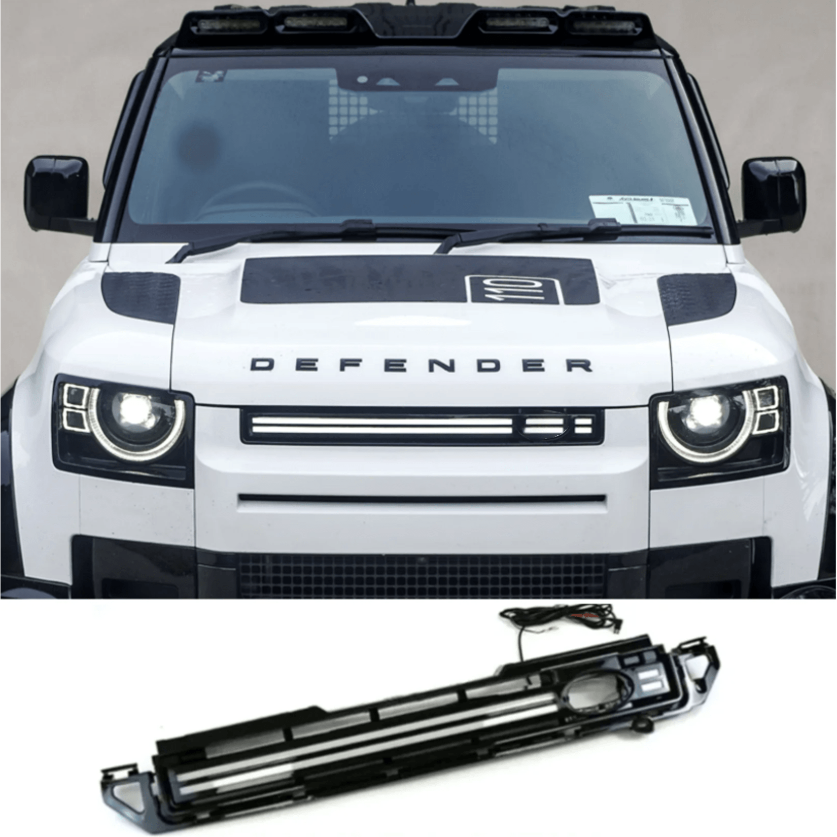 Land Rover Defender L663 2020 On LED Dynamic Front Grill - Gloss Black - TMC Motorsport