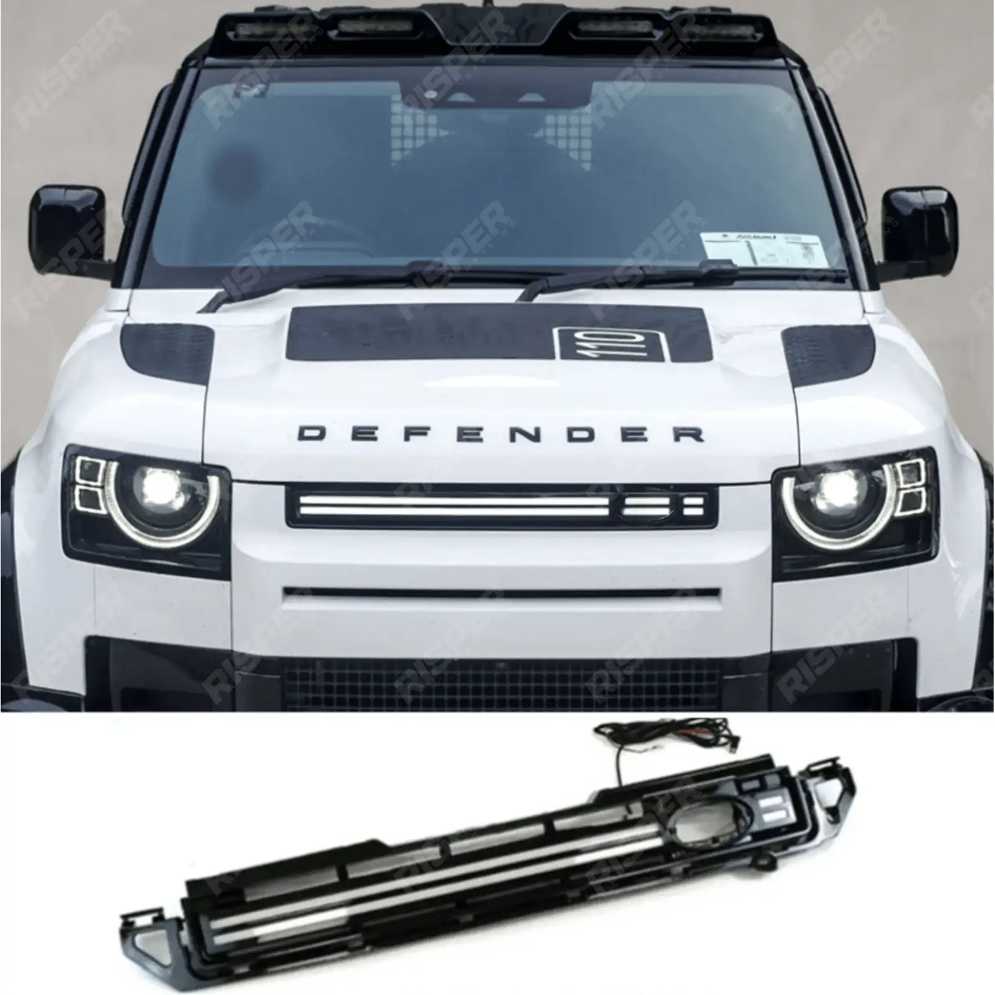 Land Rover Defender L663 2020 On LED Dynamic Front Grill - Gloss Black