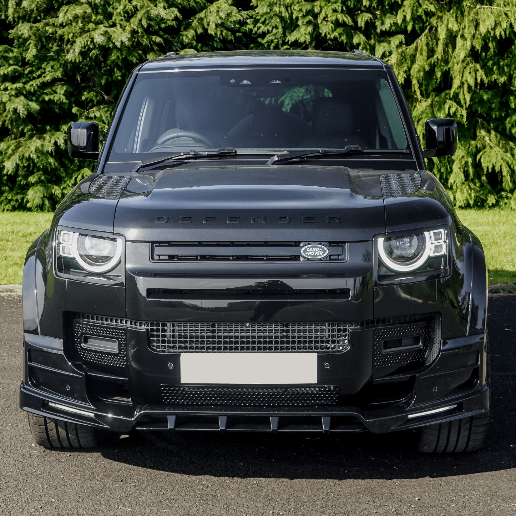 Land Rover Defender L663 2020 On - V2 Front Bumper Splitter With Led's In Gloss Black - TMC Motorsport