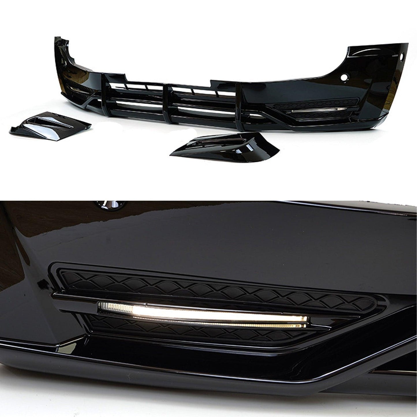 Land Rover Defender L663 90 / 110 / 130 2020 Onward Front Bumper Splitter in Gloss Black - TMC Motorsport