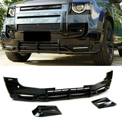 Land Rover Defender L663 90 / 110 / 130 2020 Onward Front Bumper Splitter in Gloss Black - TMC Motorsport