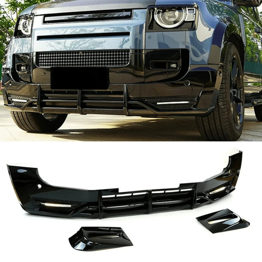 Land Rover Defender L663 90 / 110 / 130 2020 Onward Front Bumper Splitter in Gloss Black - TMC Motorsport