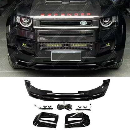 Land Rover Defender L663 90 / 110 / 130 2020 Onward – Front Bumper Splitter in Gloss Black
