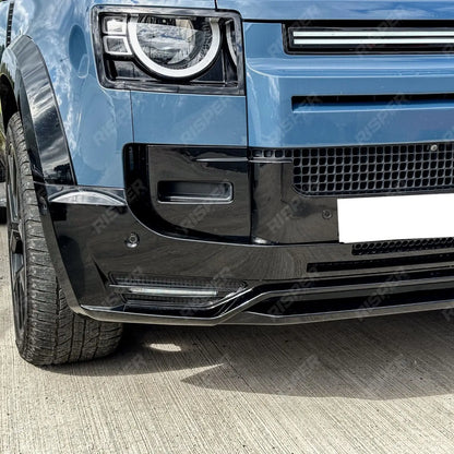 Land Rover Defender L663 90 / 110 / 130 2020 Onward – Front Bumper Splitter in Gloss Black