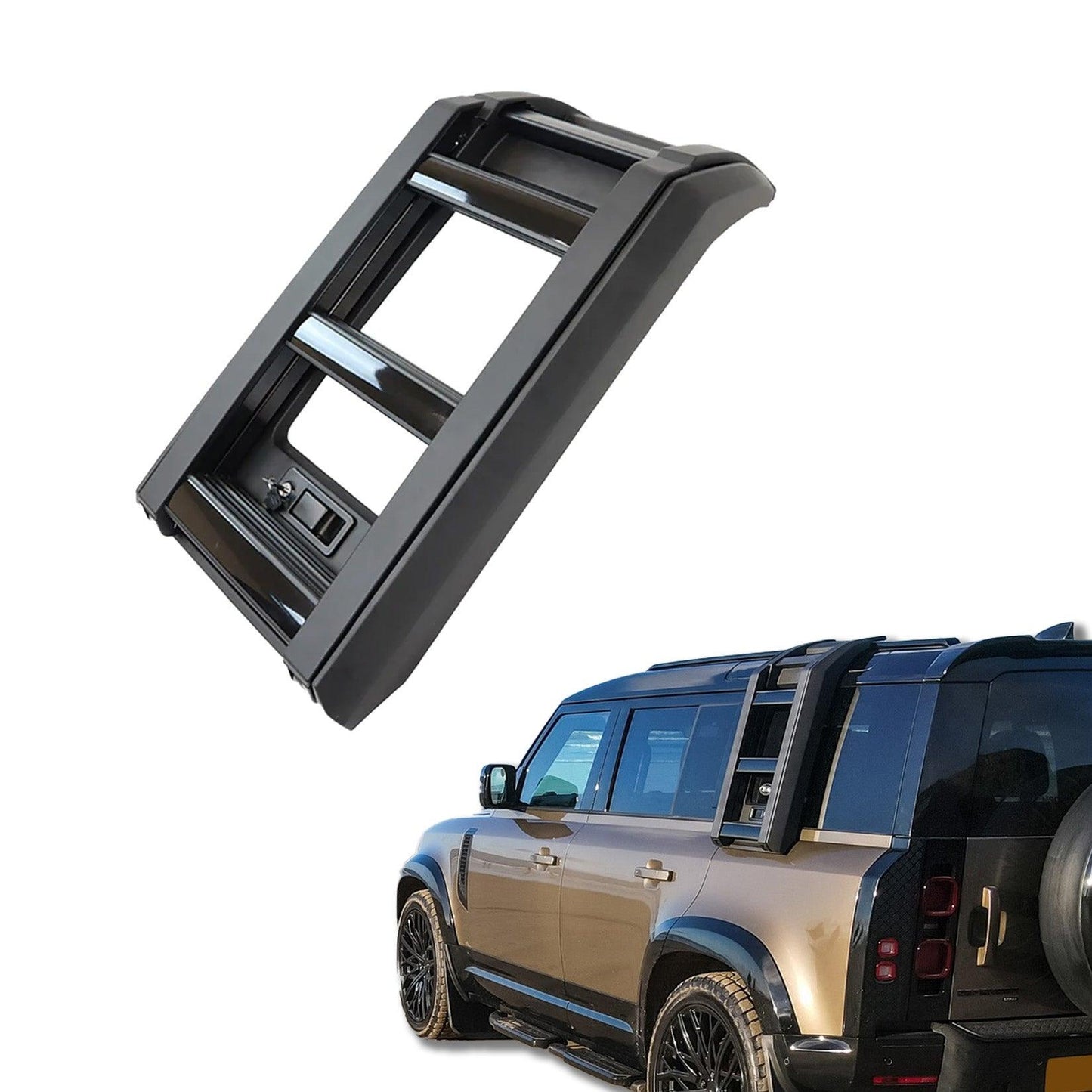 Land Rover Defender L663 90/110/130 2020 On OEM Style Side Roof Ladder - Gloss Black - TMC Motorsport