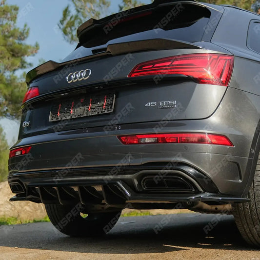 Lower Spoiler In Gloss Black For Audi Q5 S-Line Mk2 Facelift 2020-2024