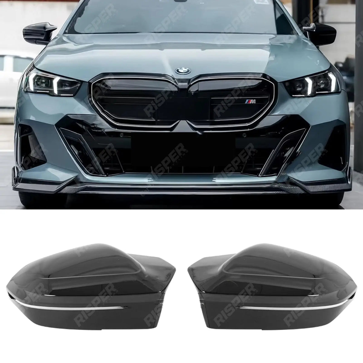 M Style Mirror Covers in Gloss Black For BMW 5/7/I5/I7 Series G60 G61 G68 G70 M5 G90