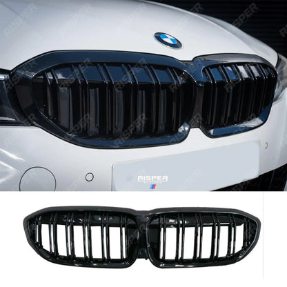 M3 Style Front Grill Gloss Black Double Slat For BMW 3 Series G20/G21 2018-2021 (pre-lci)