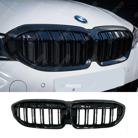 M3 Style Front Grill Gloss Black Double Slat For BMW 3 Series G20/G21 2018-2021 (pre-lci)