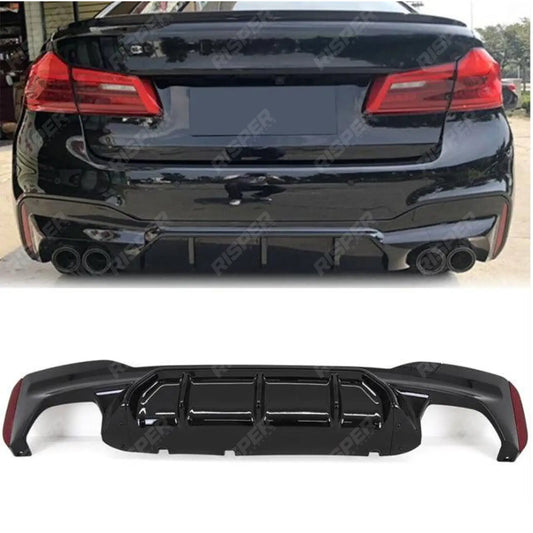 M5 Look Rear Diffuser Quad Exit Gloss Black For BMW 5 Series M Sport G30 G31 2017-2024
