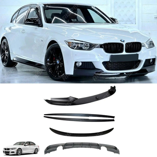 Matte Black Full Aero Body Kit Diffuser 0___0 For BMW 3 Series F30 M Sport 2012-2018