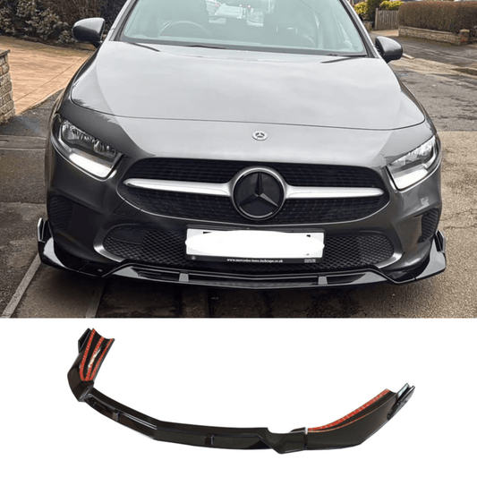 Mercedes A Class 2018+ W177 Front Splitter Lip For Sport / Se Models A180 A200 (Not Amg) In Gloss Black - TMC Motorsport