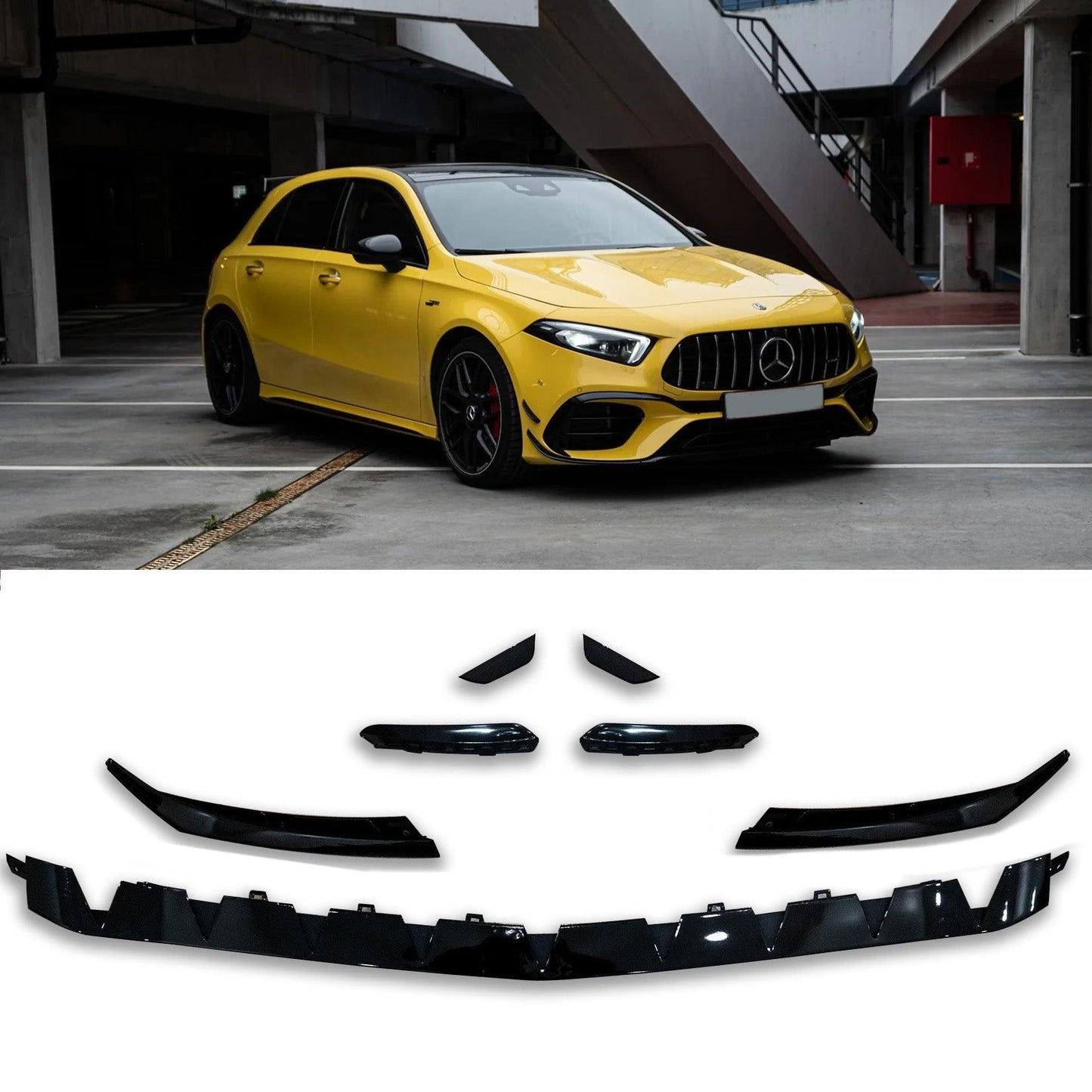Mercedes A Class A35 Amg Line W177 2018+ - Front Splitter Lip Kit - Gloss Black - TMC Motorsport