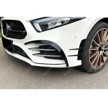 MERCEDES A CLASS AMG LINE 2018-2024 SEDAN / HATCHBACK FRONT CANARDS IN GLOSS BLACK