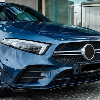 MERCEDES A CLASS AMG LINE W177 FACELIFT 2023+ FRONT SPLITTER WITH CANARDS IN GLOSS BLACK
