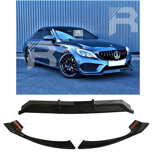 Mercedes C-Class W205 2015-2018 'C63S Brabus Style' Front Splitter Lip In Gloss Black - TMC Motorsport