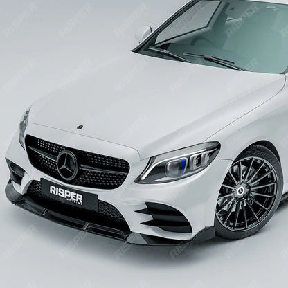 Mercedes C-Class W205 2019-2022 Facelift 'C63S Brabus Style' Front Splitter Lip - Gloss Black