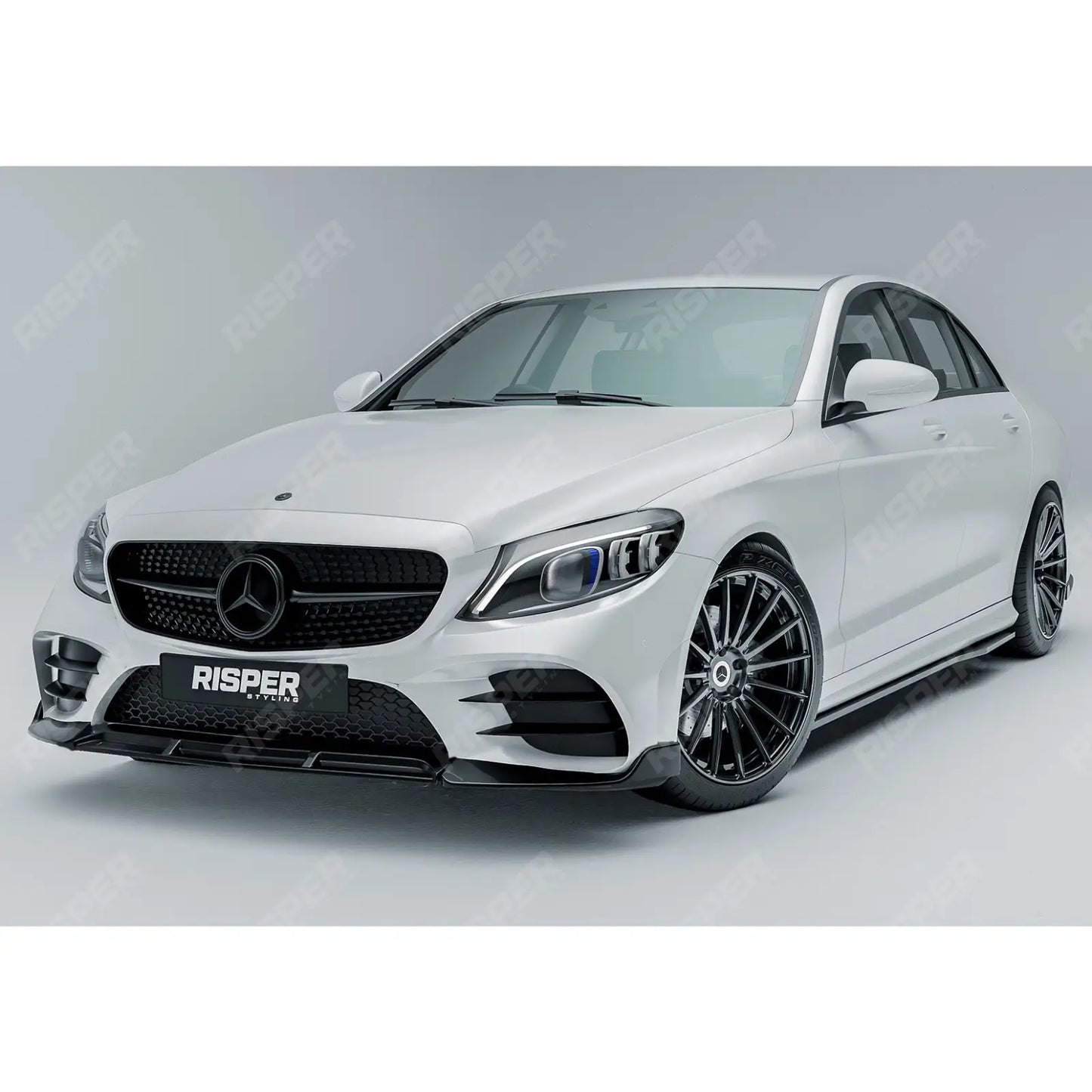 Mercedes C-Class W205 2019-2022 Facelift 'C63S Brabus Style' Front Splitter Lip - Gloss Black