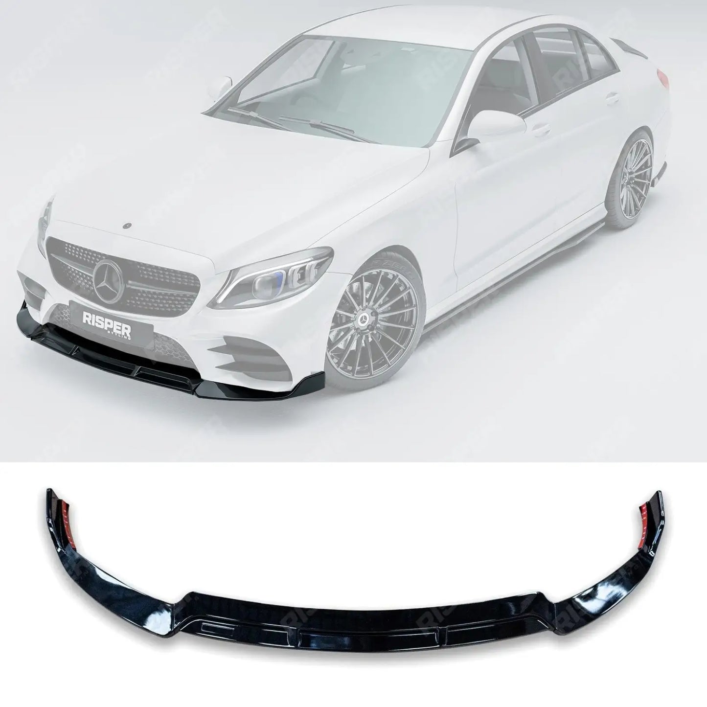 Mercedes C-Class W205 2019-2022 Facelift 'C63S Brabus Style' Front Splitter Lip - Gloss Black