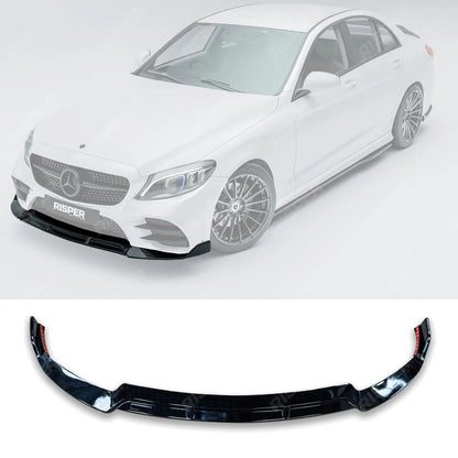 Mercedes C-Class W205 2019-2022 Facelift 'C63S Brabus Style' Front Splitter Lip - Gloss Black