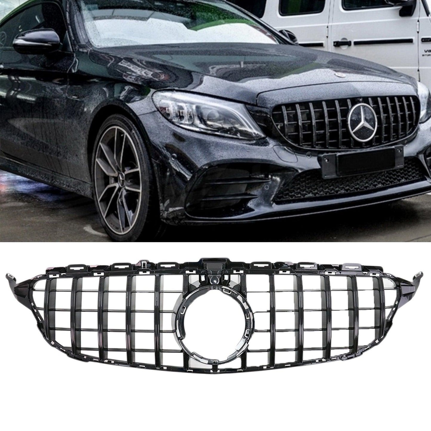 Mercedes C-Class W205 Facelift 2018-2020 Front Grill - Panamericana GT-R Style - All Black - TMC Motorsport