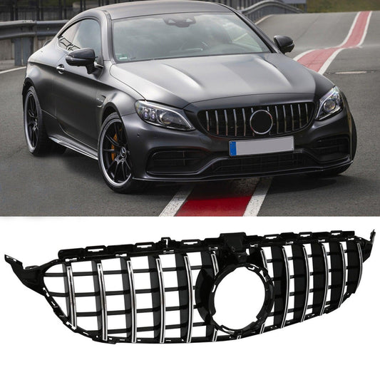 Mercedes C-Class W205 Facelift 2018-2020 Front Grill - Panamericana GT-R Style - Silver - TMC Motorsport