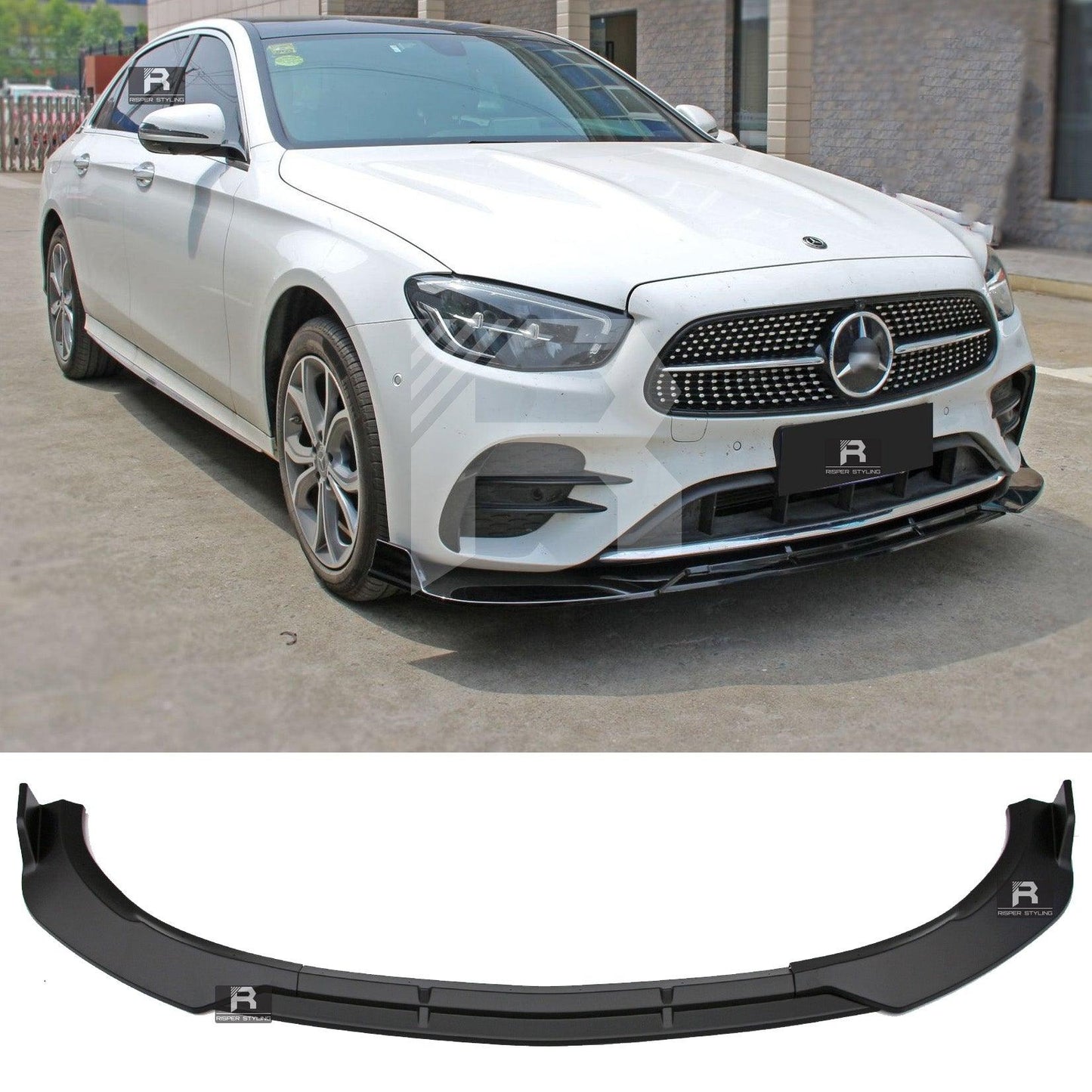 Mercedes E Class W213 2020+ - Gloss Black 'Brabus Style' Front Splitter Lip - TMC Motorsport