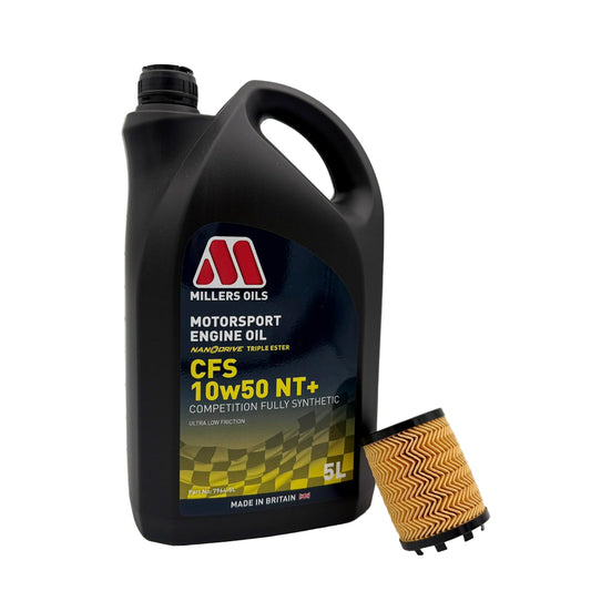 Abarth 500/595/695 Millers Oils NanoDrive CFS 10W50 NT+ Vollsynthetisches Motorölpaket mit Ölfilter