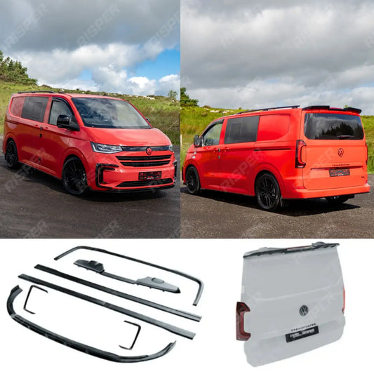 Premium Aero Kit In Gloss Black For Volkswagen Transporter T7 SWB TAILGATE 2025 on