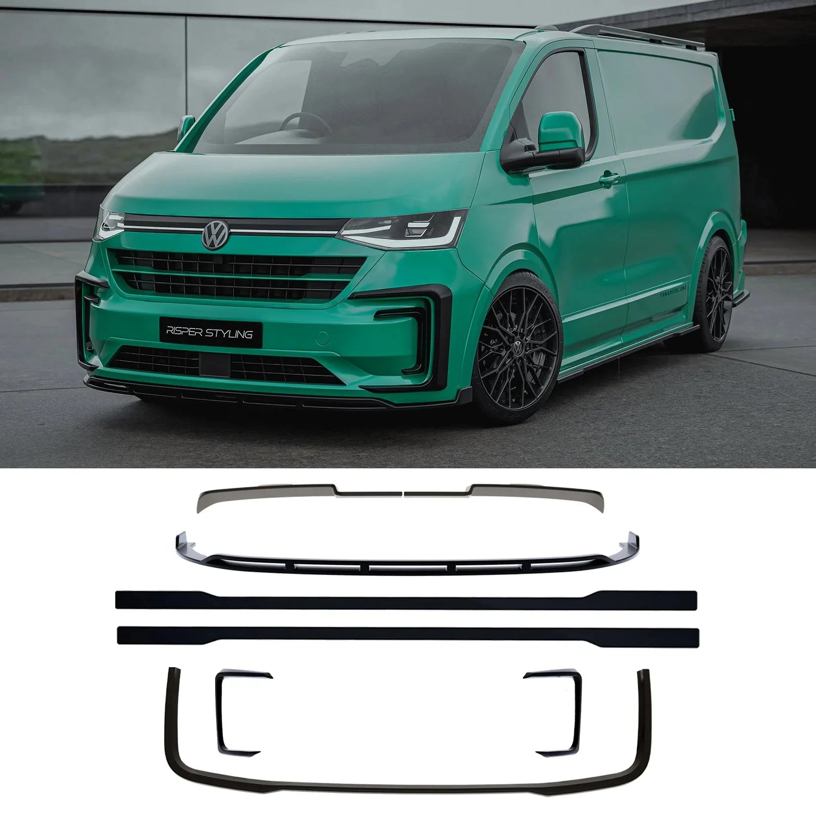 Volkswagen Transporter T7 LWB 2025 on V2 Premium Aero Kit In Gloss Black - TMC Motorsport