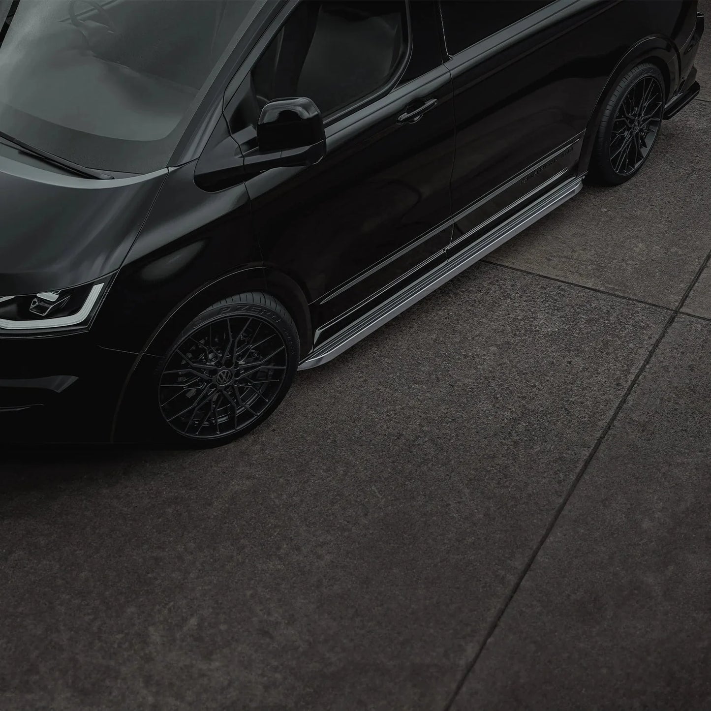 Volkswagen Transporter LWB T7 2025 On Trapezoid Side Bars In Stainless Steel - TMC Motorsport