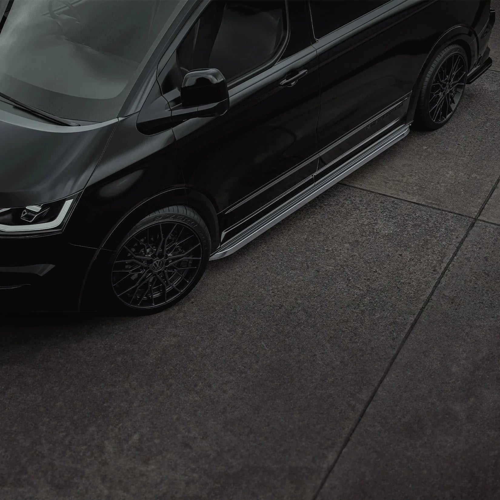 Volkswagen Transporter LWB T7 2025 On Trapezoid Side Bars In Stainless Steel - TMC Motorsport